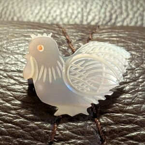 Vintage Mother of Pearl Abalone Shell Rooster Pin